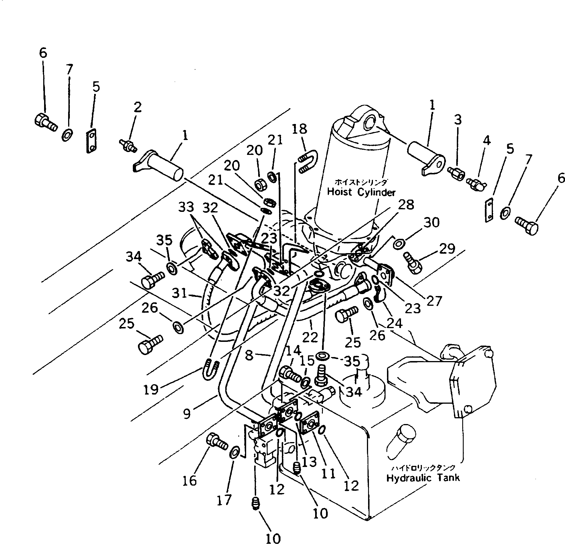 Dump Trucks Komatsu / HD205-3 S/N 1003-UP(hd205-3c) / WORK EQUIPMENT PIPING (3/3) (HOIST VALVE TO CYLINDER)(#1003-1265)(180260 : 6403)