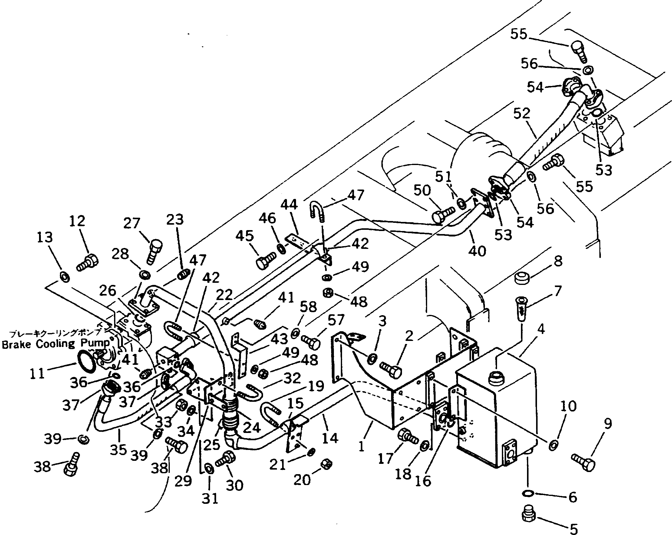 Dump Trucks Komatsu / HD205-3 S/N 1003-UP(hd205-3c) / BRAKE COOLING PIPING (1/3) (SUB TANK TO BRAKE) (#1003-1043 ? 1047-1060 ? 1064 ? 1069)(180280 : 6411)