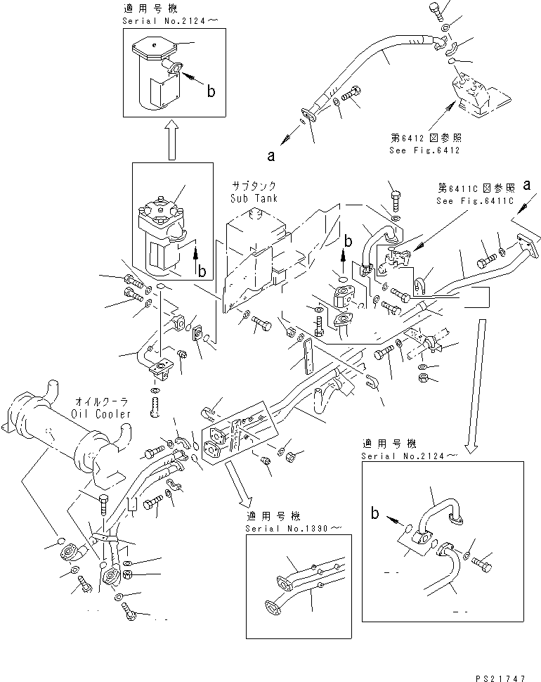 Dump Trucks Komatsu / HD205-3 S/N 1003-UP(hd205-3c) / BRAKE COOLING PIPING (3/3) (BRAKE TO SUB TANK)(#1266-)(180340 : 6413A)