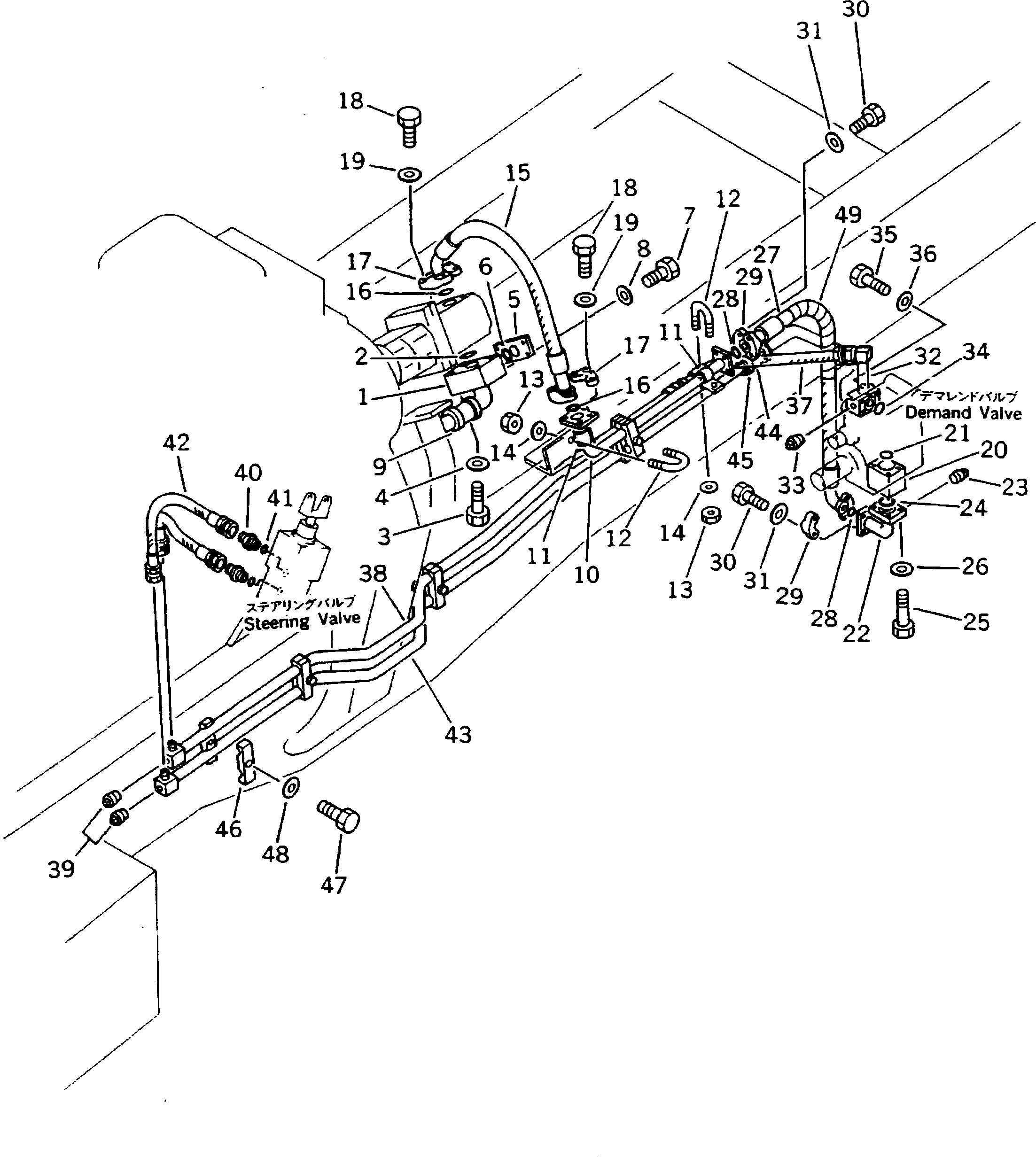 Dump Trucks Komatsu / HD205-3 S/N 1003-UP(hd205-3c) / STEERING PIPING (1/2) (PUMP TO STEERING VALVE)(#1003-1265)(180350 : 6421)