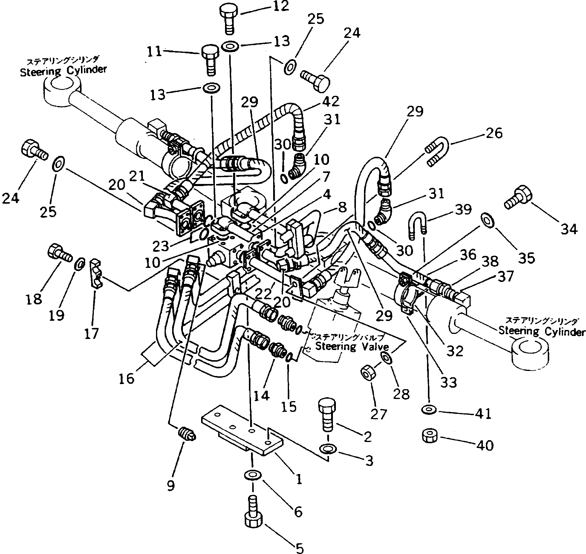 Dump Trucks Komatsu / HD205-3 S/N 1003-UP(hd205-3c) / STEERING PIPING (2/2) (STEERING VALVE TO CYLINDER)(#1003-1265)(180370 : 6422)