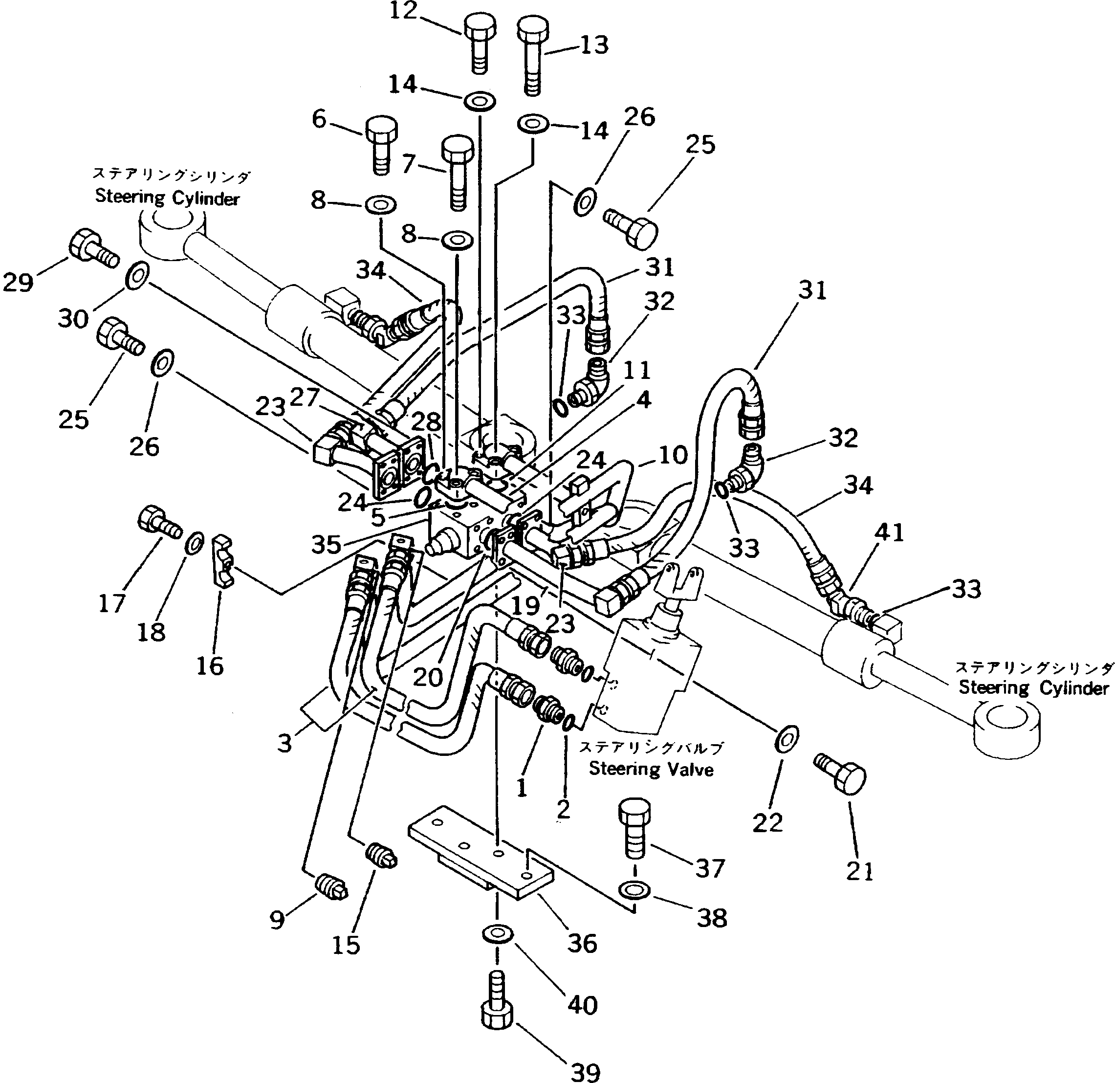 Dump Trucks Komatsu / HD205-3 S/N 1003-UP(hd205-3c) / STEERING PIPING (2/2) (STEERING VALVE TO CYLINDER)(#1266-)(180380 : 6422A)