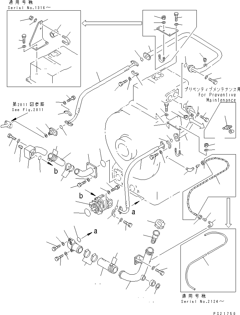 Dump Trucks Komatsu / HD205-3 S/N 1003-UP(hd205-3c) / TRANSMISSION PIPING (1/2)(#1266-)(180400 : 6425A)