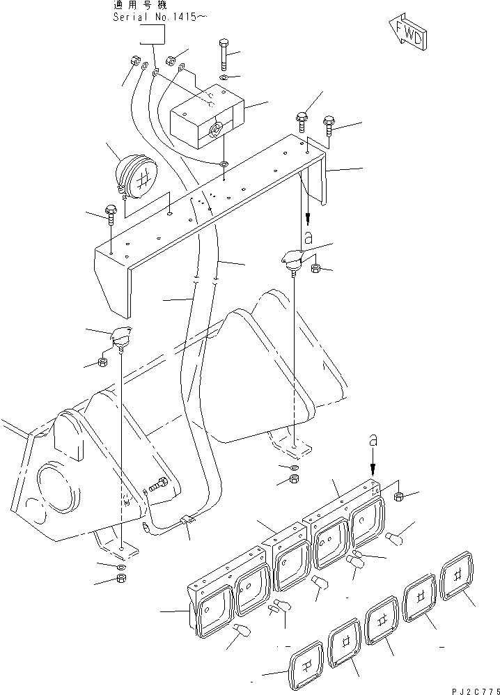 Komatsu parts book diagram for HD255-5 S/N 1001-UP: REAR LAMP(#1275-1600)