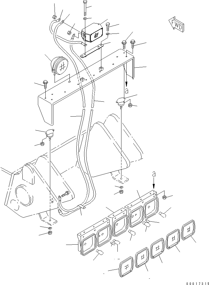 Komatsu parts book diagram for HD255-5 S/N 1001-UP: REAR LAMP(#1602-1692)