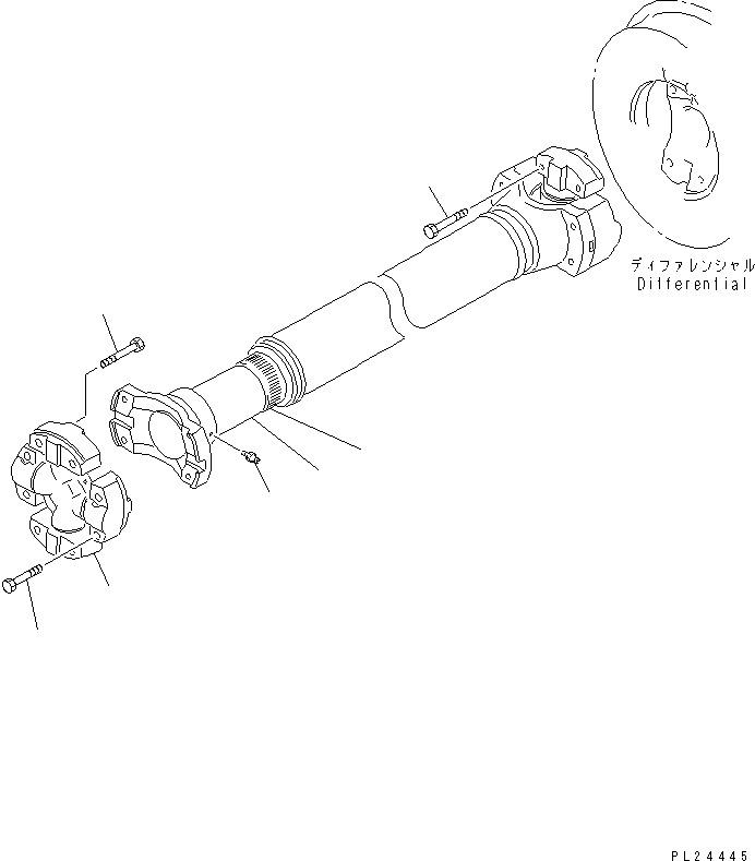 Komatsu parts book diagram for HD255-5 S/N 1001-UP: REAR PROPELLER SHAFT