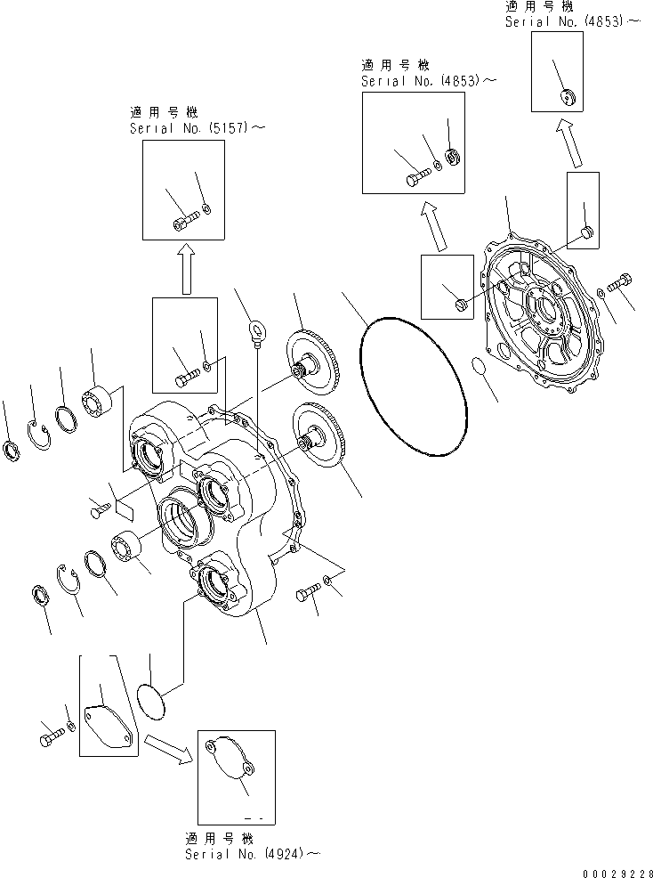 Komatsu parts book diagram for HD255-5 S/N 1001-UP: TORQUE CONVERTER (2/2) (CASE ? P.T.O. AND CHARGE PUMP)
