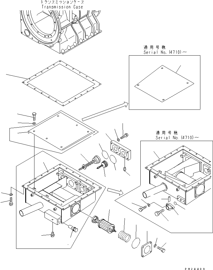 Komatsu parts book diagram for HD255-5 S/N 1001-UP: TRANSMISSION OIL PAN(#1001-(5101))