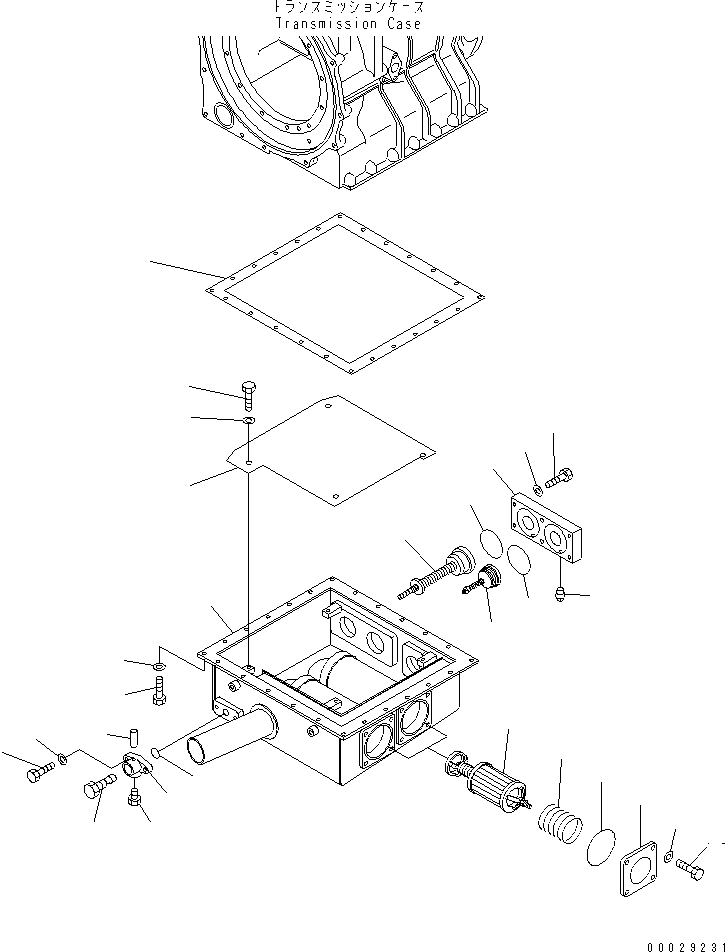 Komatsu parts book diagram for HD255-5 S/N 1001-UP: TRANSMISSION OIL PAN(#1061-)