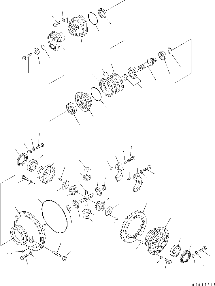 Komatsu parts book diagram for HD255-5 S/N 1001-UP: REAR AXLE (REAR DIFFERENTIAL)(#1457-)