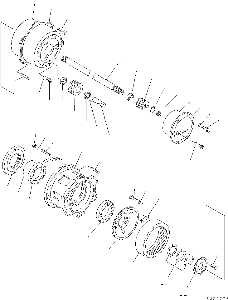 Komatsu parts book diagram for HD255-5 S/N 1001-UP: REAR AXLE (REAR FINAL DRIVE)(#1312-)