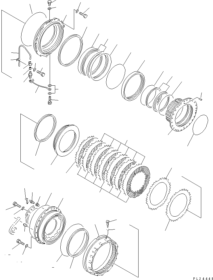 Komatsu parts book diagram for HD255-5 S/N 1001-UP: REAR BRAKE(#1001-1311)