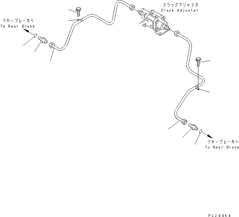 Komatsu parts book diagram for HD255-5 S/N 1001-UP: REAR AXLE (REAR BRAKE PIPING) (PIPING)(#1312-)