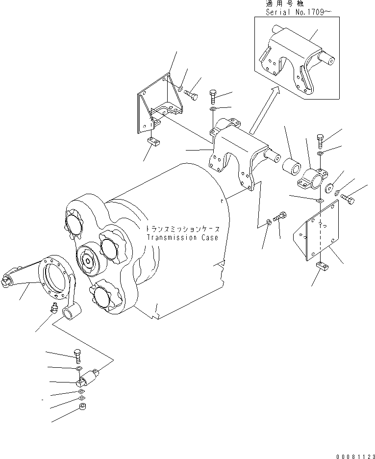 Komatsu parts book diagram for HD255-5 S/N 1001-UP: TRANSMISSION MOUNTING