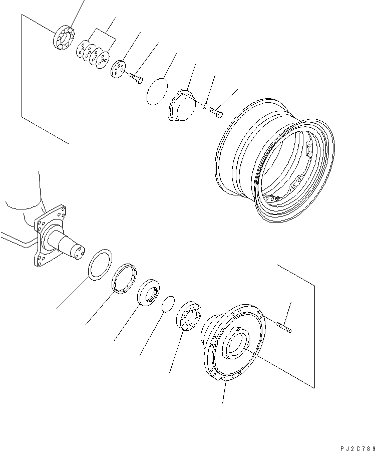 Komatsu parts book diagram for HD255-5 S/N 1001-UP: FRONT AXLE (LEFT HAND) (1/6) (FRONT AXLE)(#1312-)