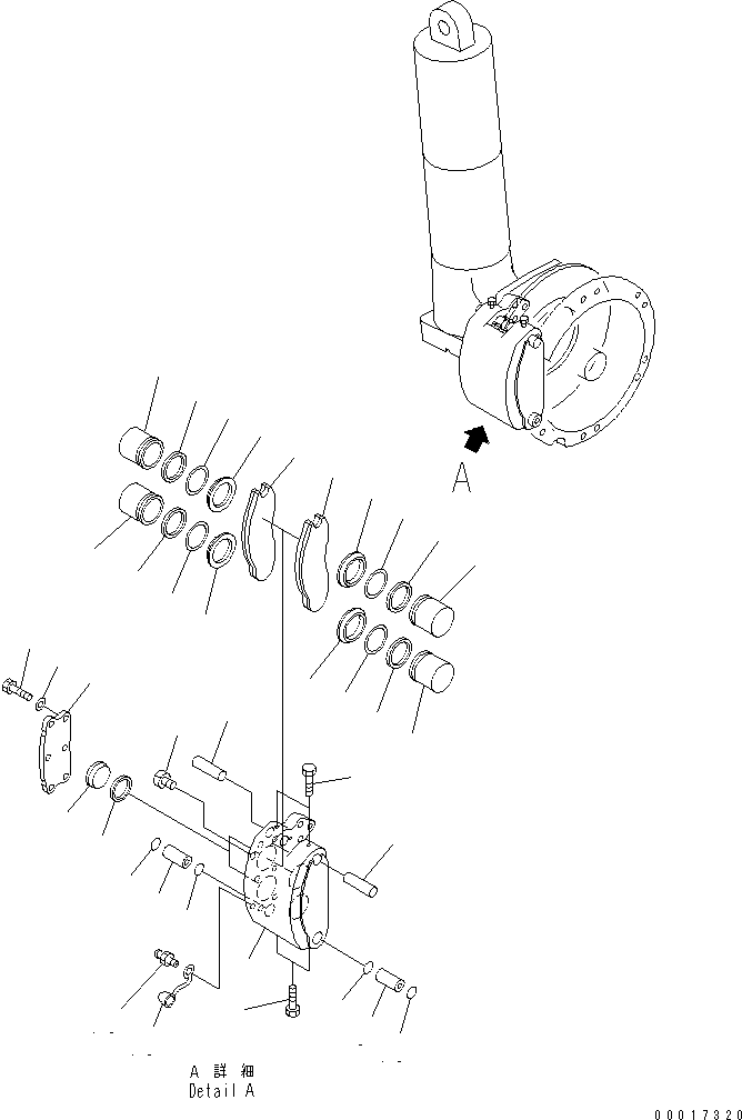 Komatsu parts book diagram for HD255-5 S/N 1001-UP: FRONT AXLE (LEFT HAND) (2/6) (FRONT BRAKE ASSEMBLY)(#1312-)