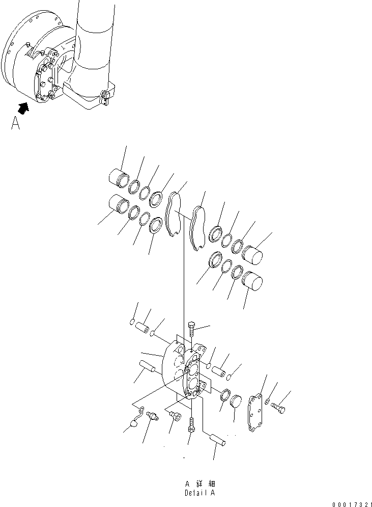 Komatsu parts book diagram for HD255-5 S/N 1001-UP: FRONT AXLE (RIGHT HAND) (2/6) (FRONT BRAKE ASSEMBLY)(#1312-)