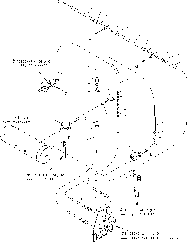 Komatsu parts book diagram for HD255-5 S/N 1001-UP: AIR TANK AND EQUIPMENT (VALVE RELATED) (1/2) (FOR EMERGENCY BRAKE)(#1001-1200)