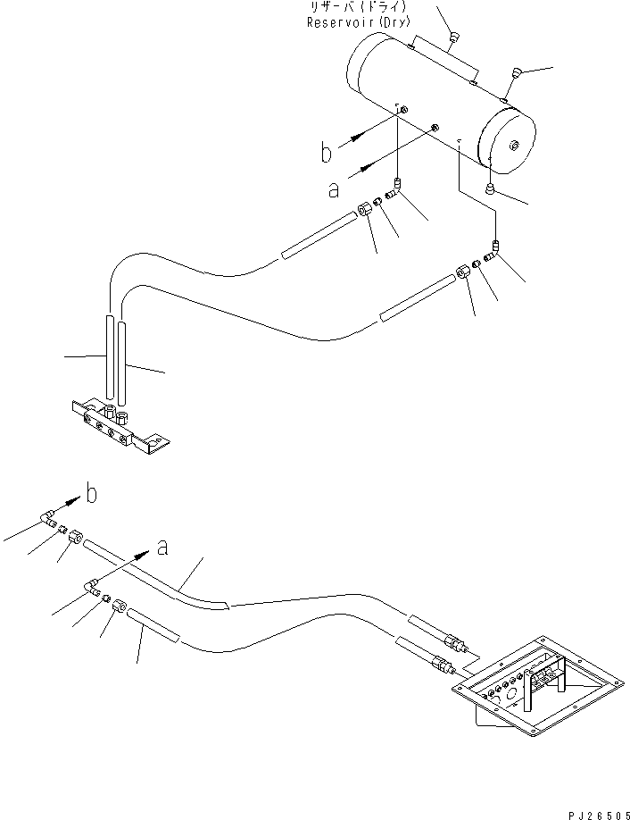 Komatsu parts book diagram for HD255-5 S/N 1001-UP: AIR TANK AND EQUIPMENT (VALVE RELATED) (2/2) (FOR STRENGTHEND AIR RESERVER)