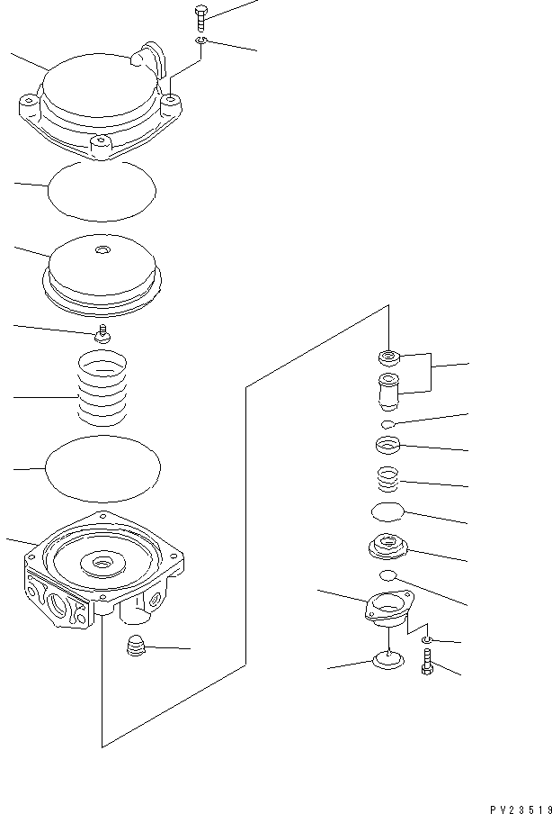 Komatsu parts book diagram for HD255-5 S/N 1001-UP: AIR TANK AND EQUIPMENT (RELAY VALVE ASSEMBLY)(#1001-1200)