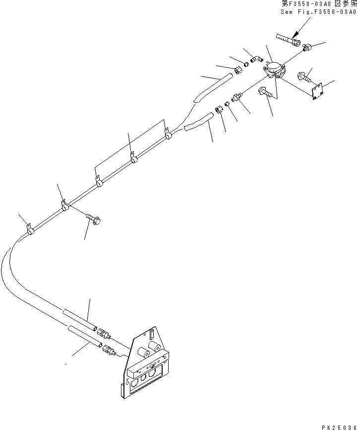 Komatsu parts book diagram for HD255-5 S/N 1001-UP: AIR PIPING (PARKING BRAKE LINE) (FOR EMERGENCY BRAKE)(#1001-1200)