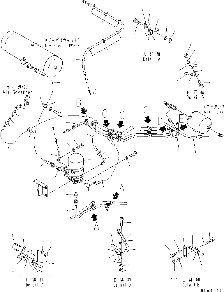 Komatsu parts book diagram for HD255-5 S/N 1001-UP: AIR DRYER (DESICCANT TYPE) (1/2)(#1621-)