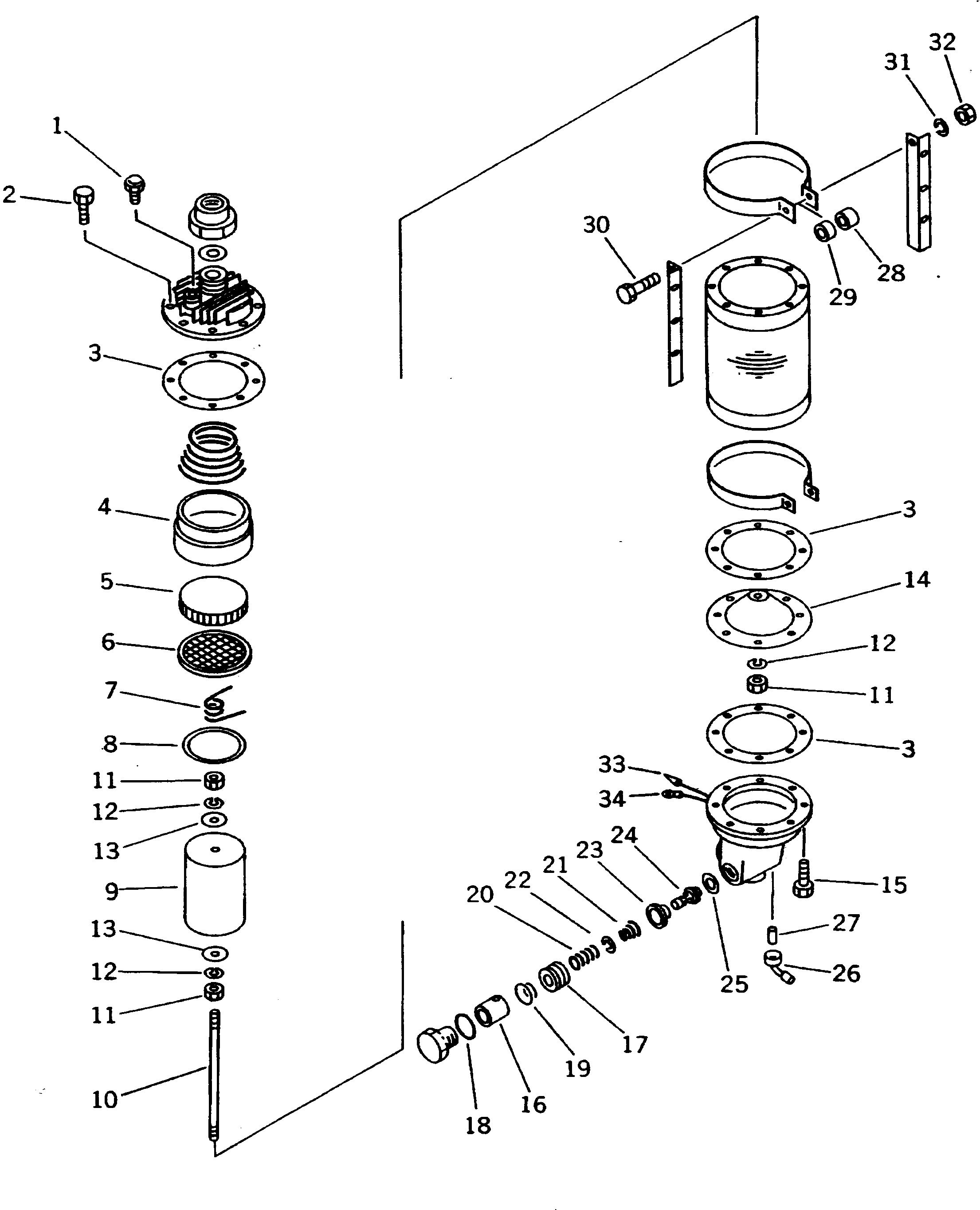 Komatsu parts book diagram for HD255-5 S/N 1001-UP: AIR DRYER (INNER PARTS)(#1001-1200)