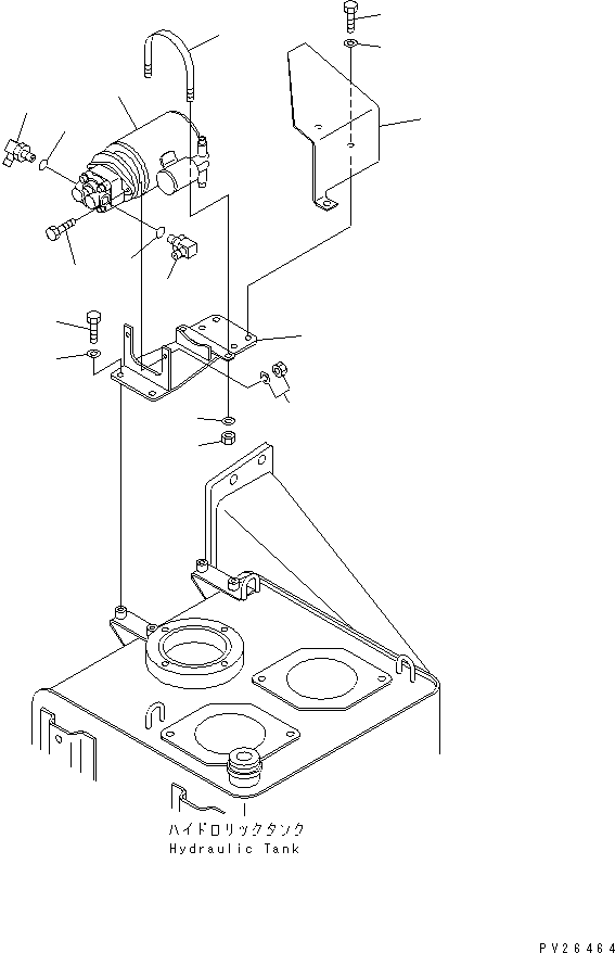 Komatsu parts book diagram for HD255-5 S/N 1001-UP: HYDRAULIC TANK AND VALVE (EMERGENCY STEERING REALATED PARTS)(#1201-1600)