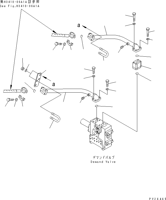 Komatsu parts book diagram for HD255-5 S/N 1001-UP: STEERING AND HOIST PIPING (PIPING) (FRAME RELATED) (2/3)(#1201-1600)