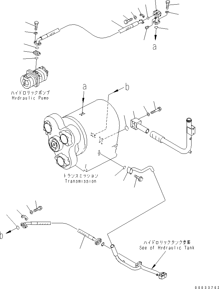 Komatsu parts book diagram for HD255-5 S/N 1001-UP: BRAKE COOLING OIL LINE (PIPING) (TRANSMISSION RELATED)(#1001-1600)