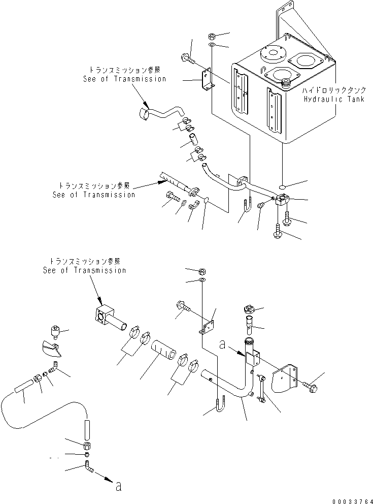 Komatsu parts book diagram for HD255-5 S/N 1001-UP: BRAKE COOLING OIL LINE (PIPING) (TANK RELATED)(#1001-1600)