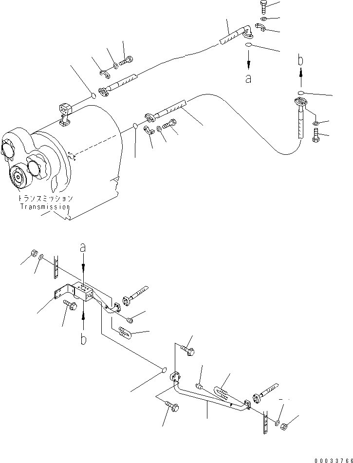 Komatsu parts book diagram for HD255-5 S/N 1001-UP: BRAKE COOLING OIL LINE (PIPING) (FRAME RELATED) (1/3)(#1001-1600)
