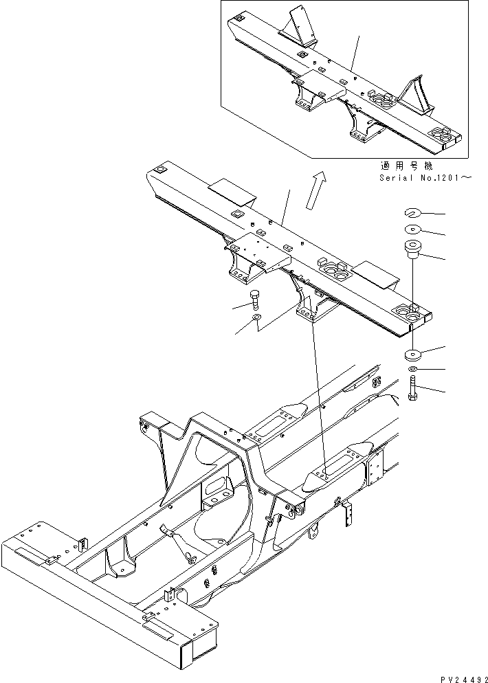 Komatsu parts book diagram for HD255-5 S/N 1001-UP: REAR SUPPORT (WITH SIDE LAMP)