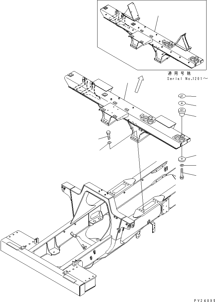 Komatsu parts book diagram for HD255-5 S/N 1001-UP: REAR SUPPORT (FOR MUFFLER)