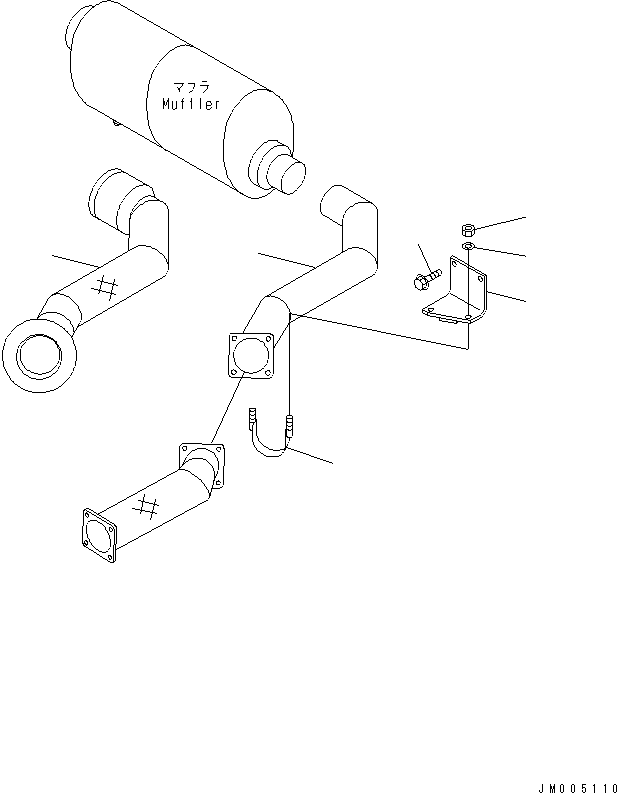 Komatsu parts book diagram for HD255-5 S/N 1001-UP: EXHAUST PIPING (FOR MUFFLER)