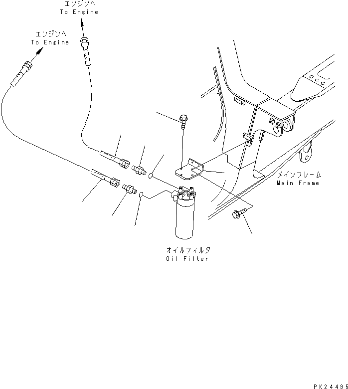 Komatsu parts book diagram for HD255-5 S/N 1001-UP: ENGINE OIL FILTER AND RELATED PARTS(#1001-1600)