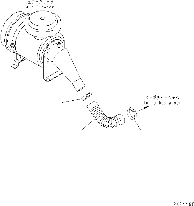 Komatsu parts book diagram for HD255-5 S/N 1001-UP: AIR INTAKE PIPING(#1001-1600)
