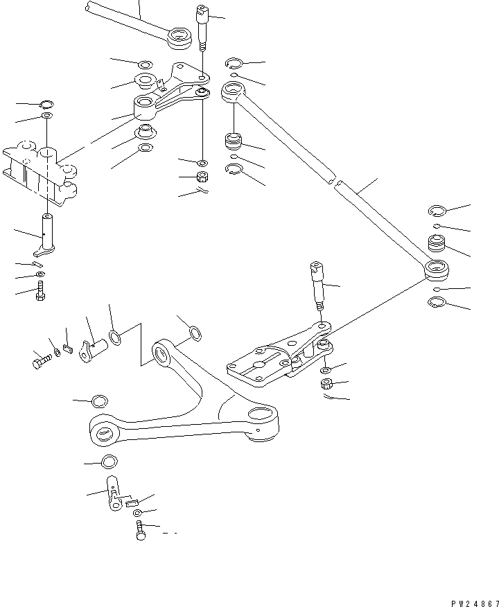 Komatsu parts book diagram for HD255-5 S/N 1001-UP: STEERING LINK (FOR AUTO LUBRICATION)