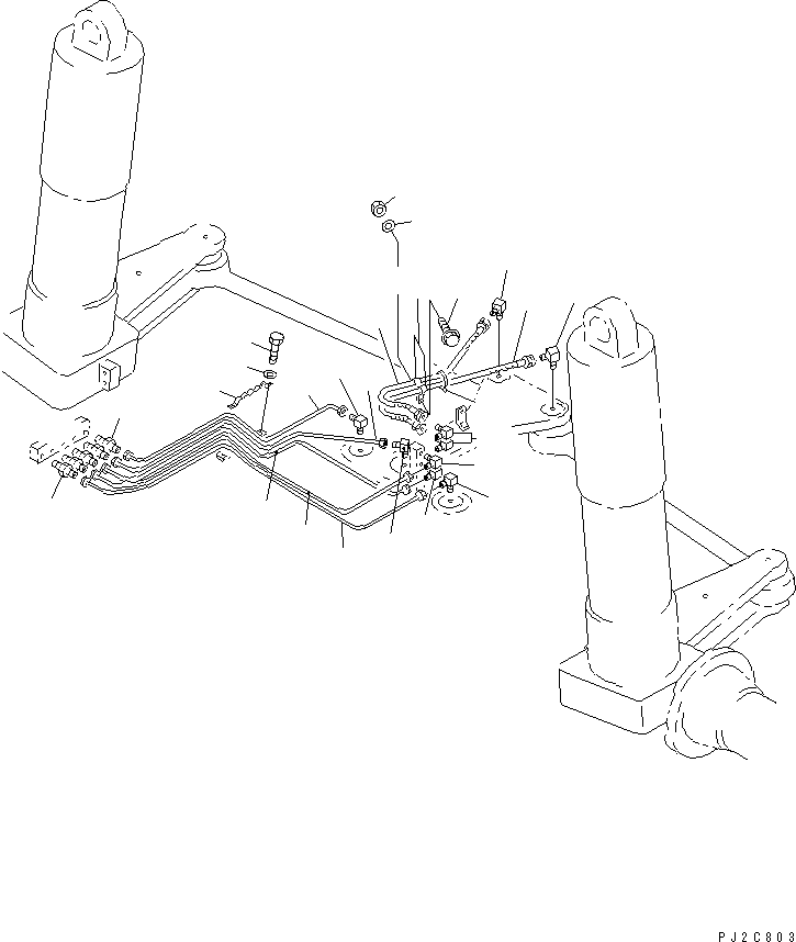 Komatsu parts book diagram for HD255-5 S/N 1001-UP: LUBRICATING PIPING (FRONT) (FOR AUTO LUBRICATION)