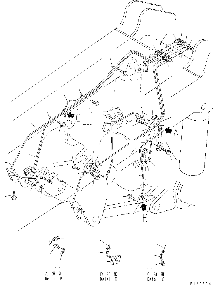 Komatsu parts book diagram for HD255-5 S/N 1001-UP: LUBRICATING PIPING (REAR AND AXLE)