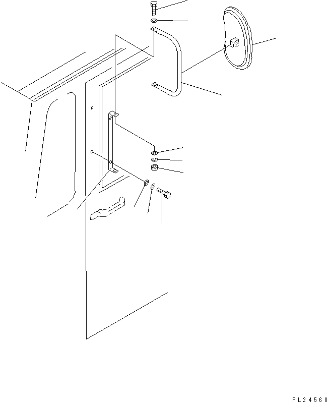 Komatsu parts book diagram for HD255-5 S/N 1001-UP: OPERATOR'S CAB (SIDE MIRROR)(#1001-1600)