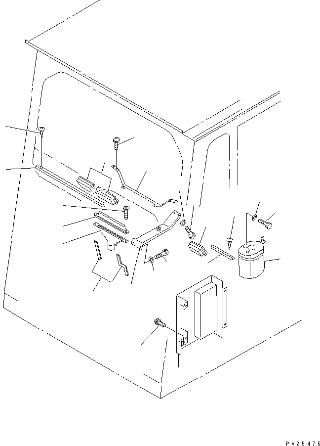 Komatsu parts book diagram for HD255-5 S/N 1001-UP: OPERATOR'S CAB (SUN VISOR AND FRONT WINDOW)(#1001-1200)