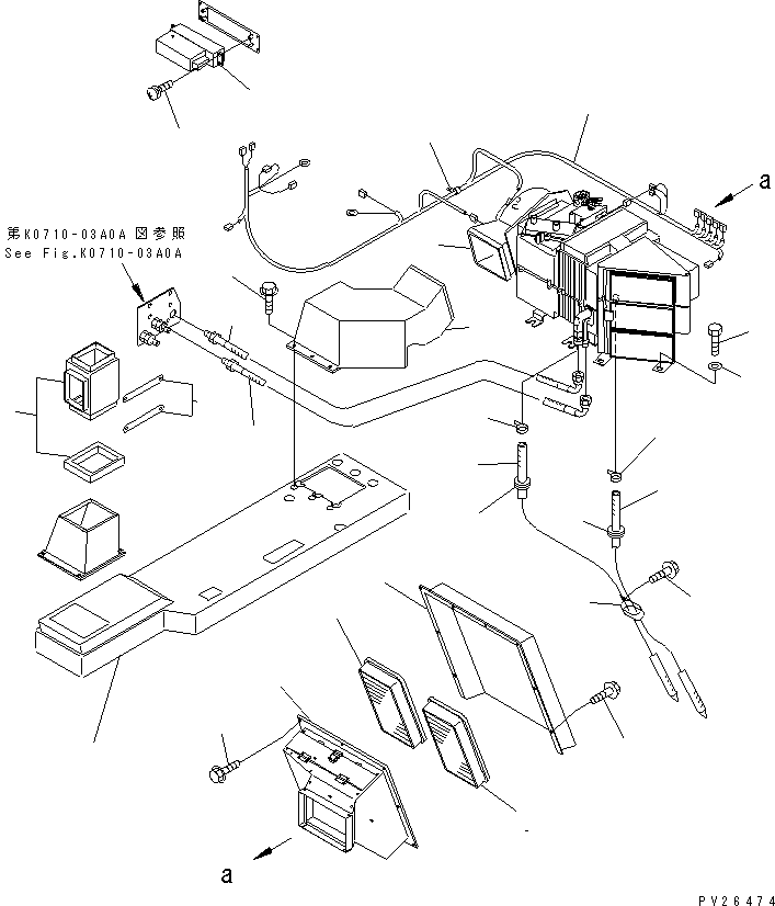Komatsu parts book diagram for HD255-5 S/N 1001-UP: AIR CONDITIONER ? HEATER AND COOLER (1/6)(#1201-1424)