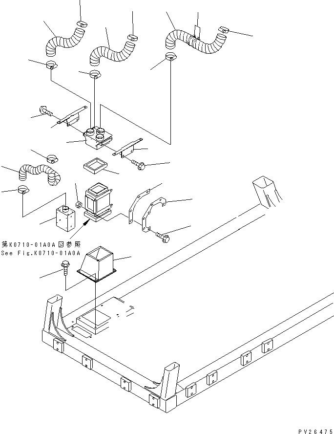 Komatsu parts book diagram for HD255-5 S/N 1001-UP: FLOOR SUB (AIR CONDITIONER PIPING) (1/2)(#1425-1600)