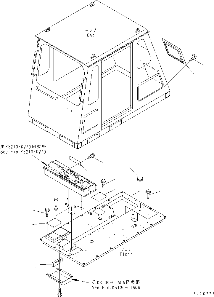 Komatsu parts book diagram for HD255-5 S/N 1001-UP: AIR CONDITIONER LESS(#1201-1424)