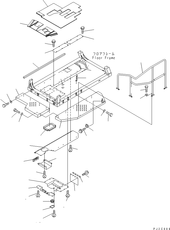 Komatsu parts book diagram for HD255-5 S/N 1001-UP: FLOOR (COVER)(#1001-1200)