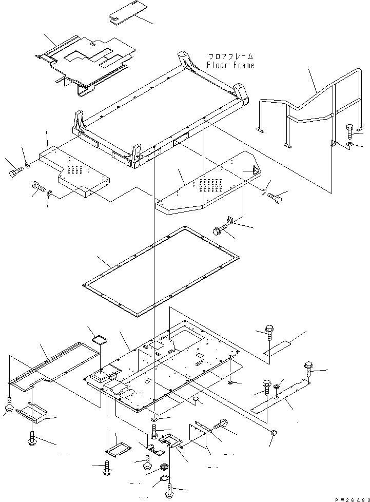 Komatsu parts book diagram for HD255-5 S/N 1001-UP: FLOOR (COVER)(#1201-1396)