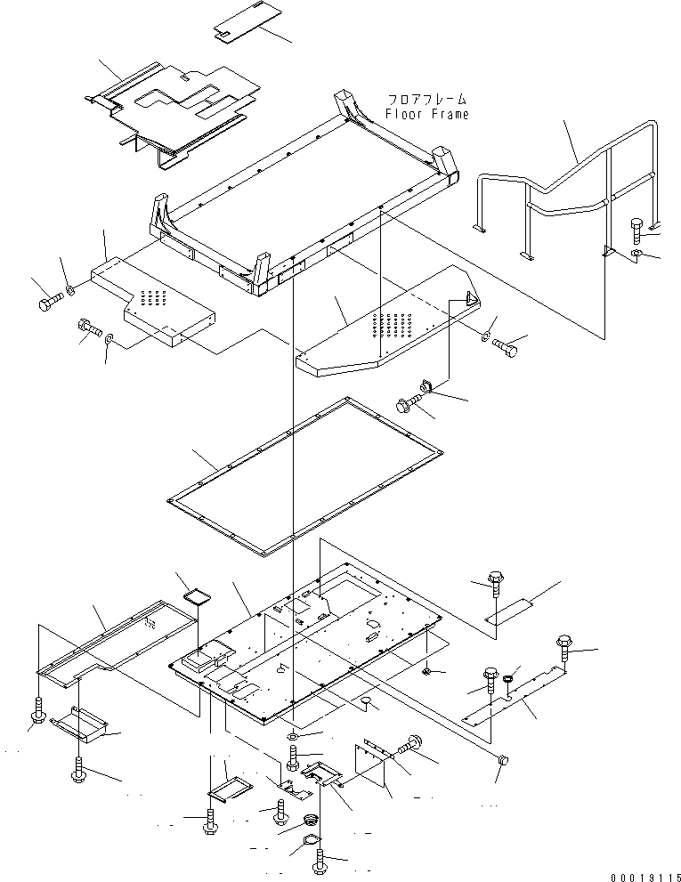 Komatsu parts book diagram for HD255-5 S/N 1001-UP: FLOOR (COVER) (FOR TACHOGRAPH)(#1201-1396)