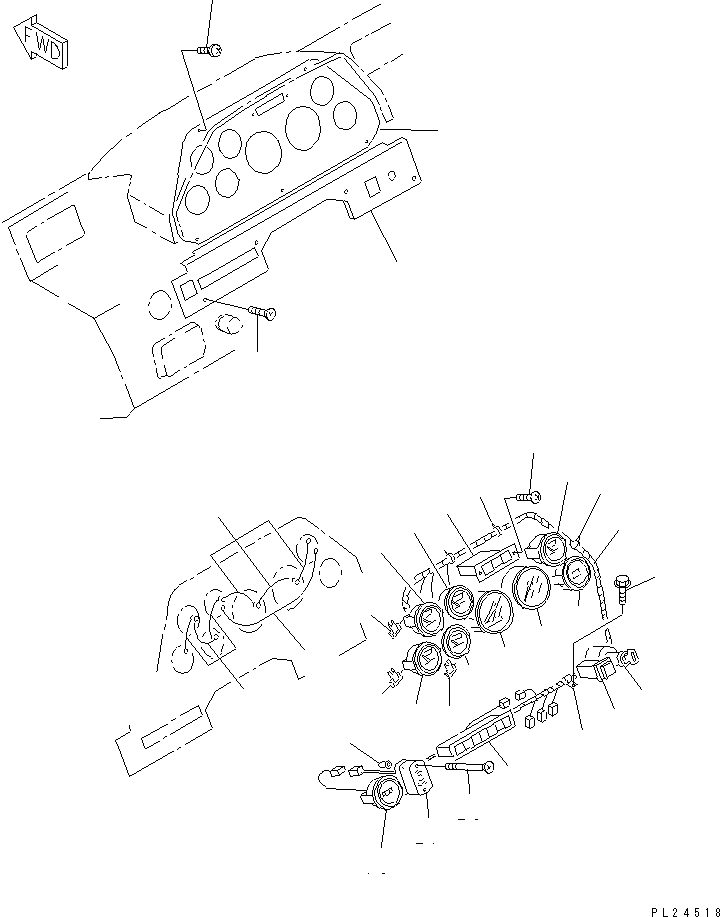 Komatsu parts book diagram for HD255-5 S/N 1001-UP: INSTRUMENT PANEL (PANEL)(#1001-1200)