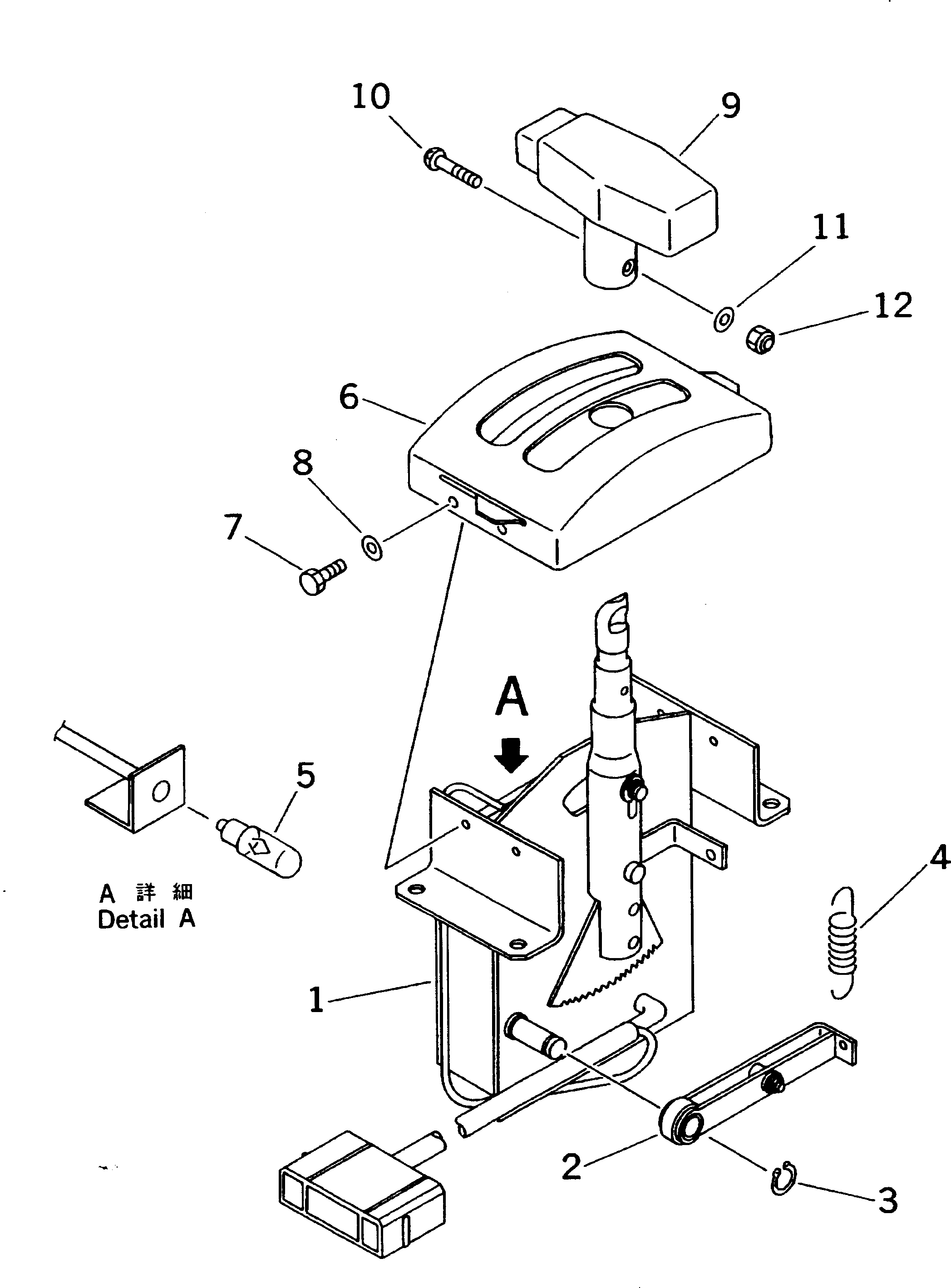 Komatsu parts book diagram for HD255-5 S/N 1001-UP: CONSOLE BOX (TRANSMISSION CONTROL LEVER INNER PARTS)(#1001-1200)